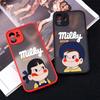 Cute Boy Girl Couple Phone Case For iPhone 12 11 13 14 15 Pro Max X XS XR SE 7 8 Plus Sweet Peko Milky Hard Matte Cover Fundas