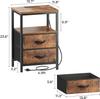 Nightstand with Charging Station, Fabric Drawers, USB Ports & Outlets, Rustic Brown End Table