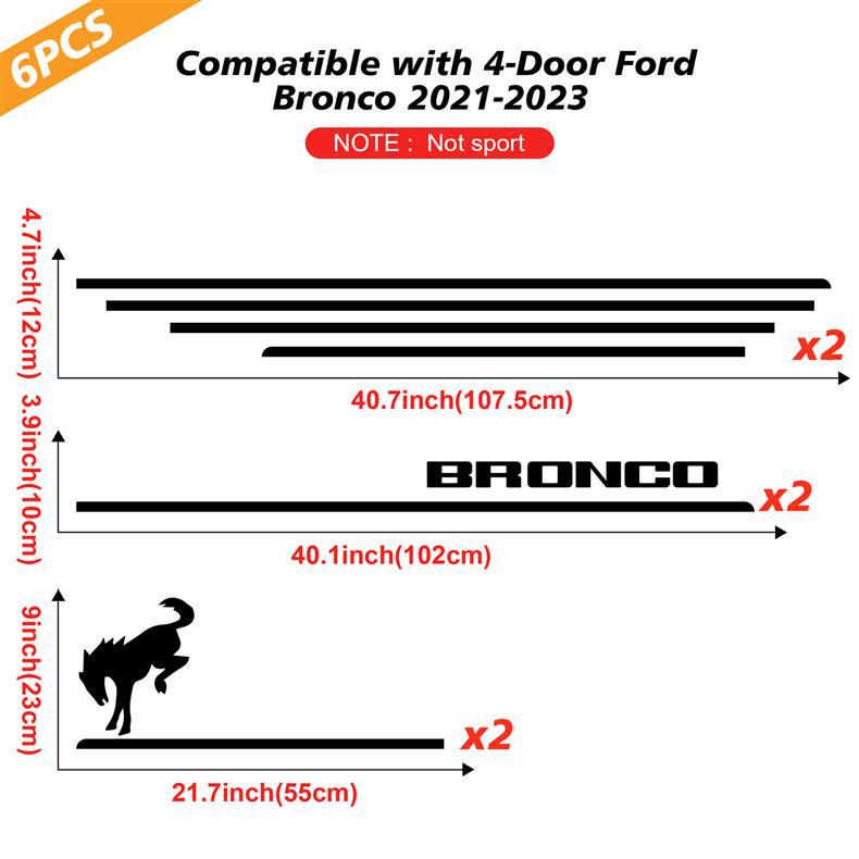 Ford Bronco Body Decal Stickers (2021-2023) - Color Stripes Waistline Decoration