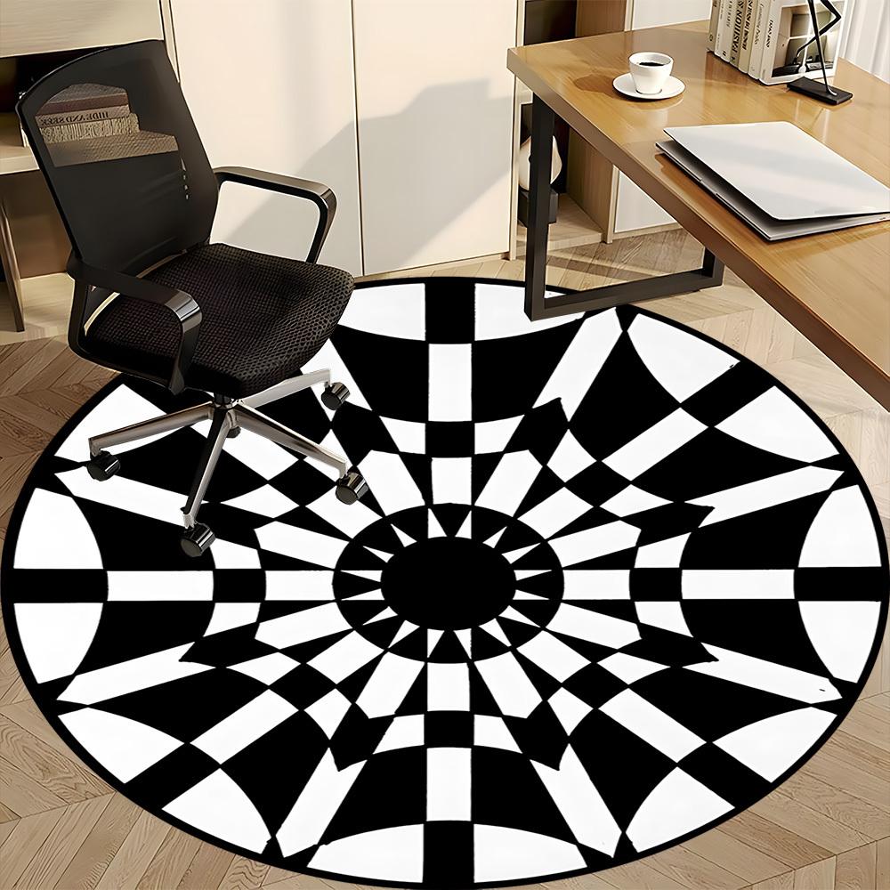 1pc Optical Illusion Carpet for Office Non-Slip, Round Carpet, Soft & Comfortable, Carpet for Office, Lightweight Round Floor Mat