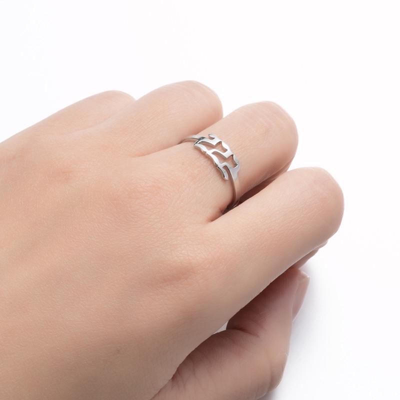 INS Stainless Steel Angel Number Adjustable 18K Gold Ring: 111-999 Hollow Design Adjustable