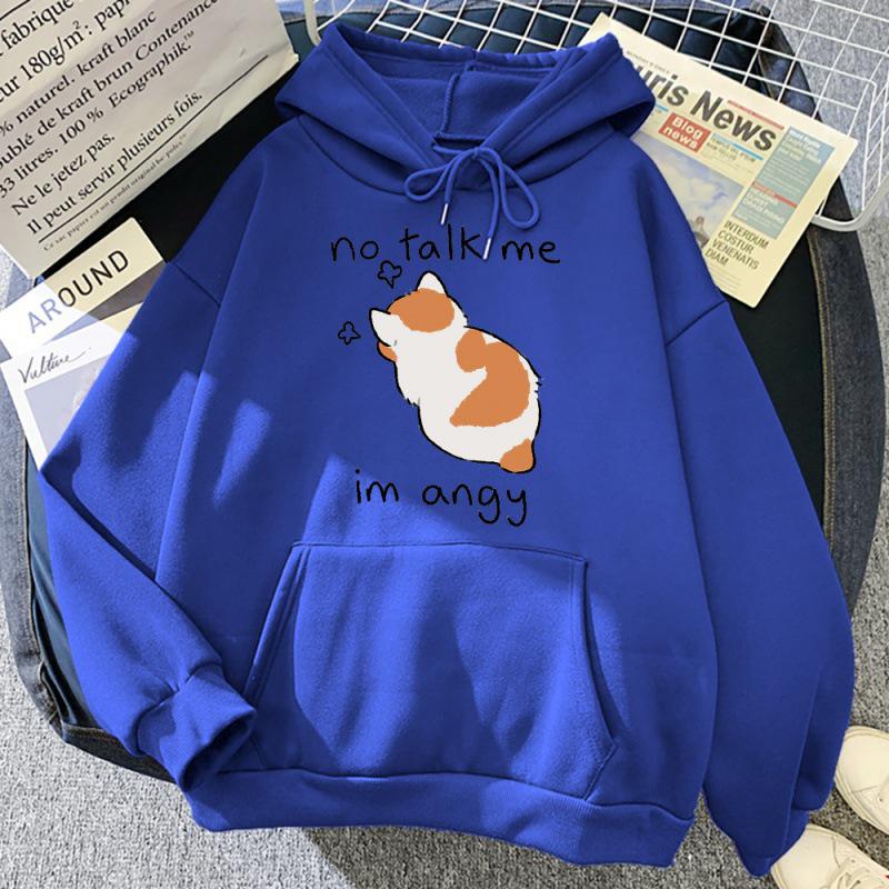 Angry Cat Print Women's Hoodie