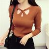 Autumn Cutout Halter Neck Knitted Pullover - Women's Slimming Long Sleeve Sweater