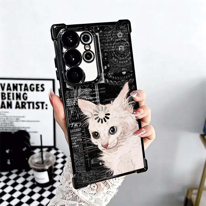 Funny Cats Fashion Style Plating Phone Case For Samsung Galaxy S24 S25 FE S26 Edge S23 Ultra S22 S21 Plus S20 Anti-Fall Airabag