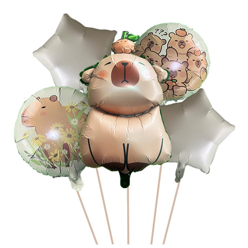 Animal Kapibara Birthday Daisy Flower Aluminum Film Latex Balloon Set Banquet Arrangement Supplies