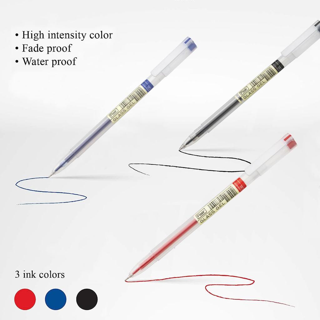 Flair Glass Gel Pen 0.6 mm Tip Multicolor Ink Set Of 100 Smooth Writing Pens For School Office And Journaling Use