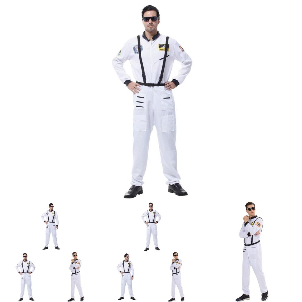 Astronaut Costume For Adults With Zipper Halloween Role Play Dressup