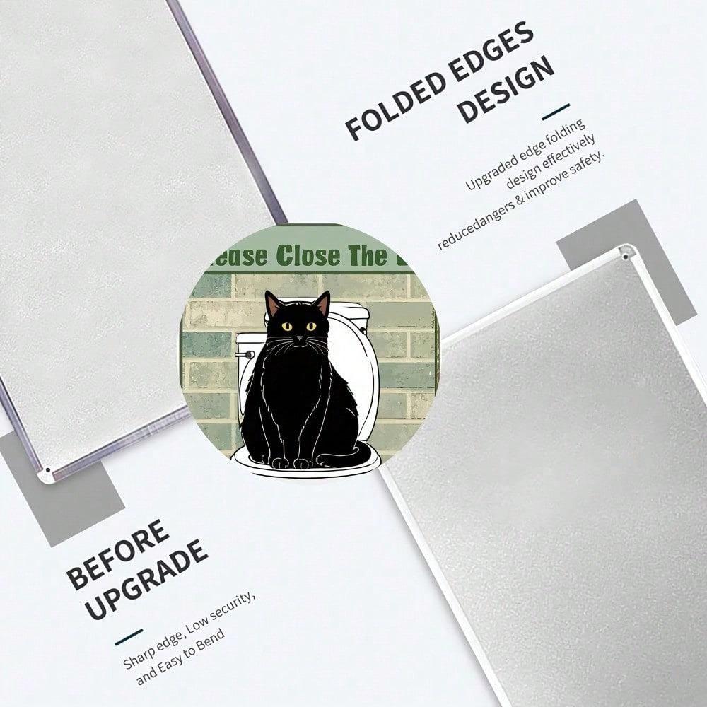 Vintage Black Cat Close The Lid Metal Sign Funny Toilet Wall Art Retro Bath Home Office Decor 8x12in Unframed Plaque