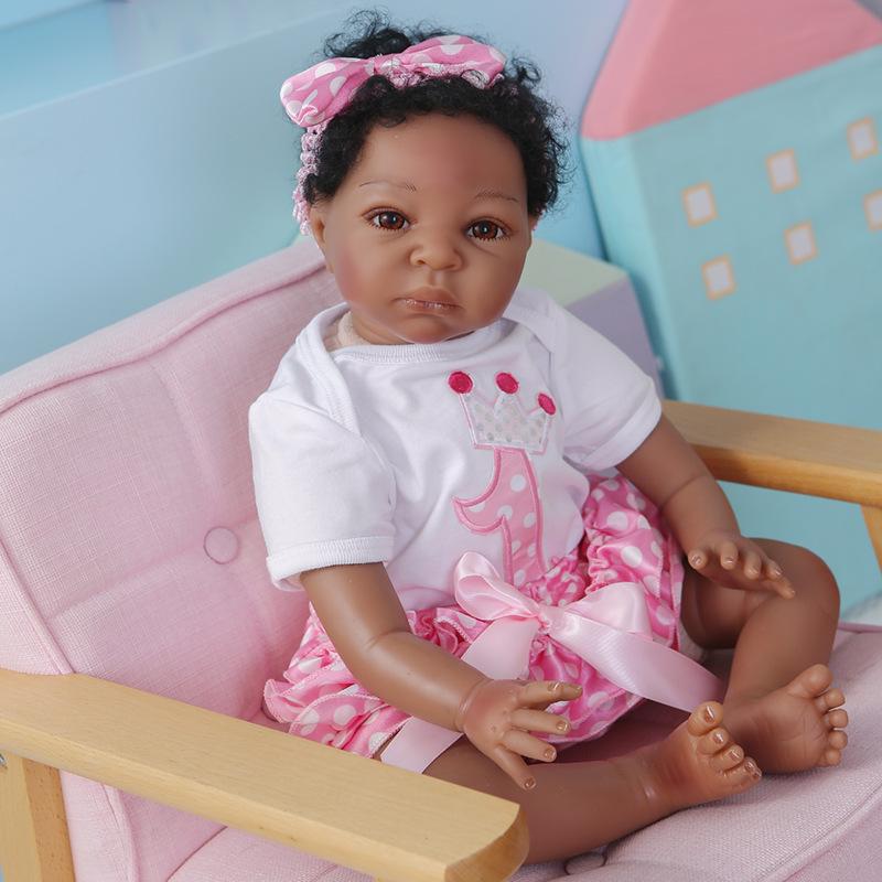 African American Lifelike Reborn Baby Doll - Soft and Realistic 55 cm