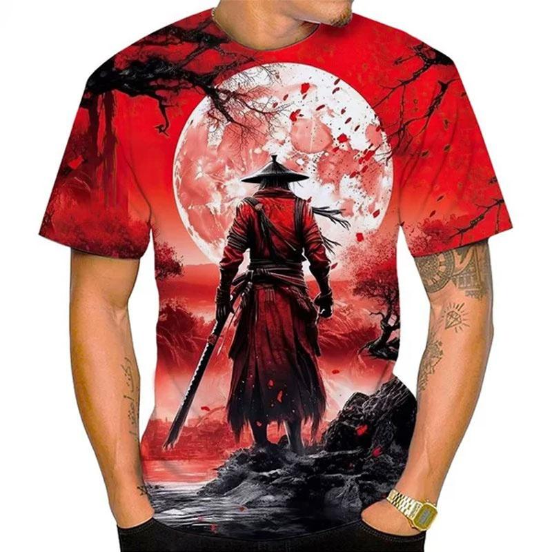 3D Printed Japanese Ninja T Shirt For Men Warrior Pattern Tees Summer Harajuku Loose Round Neck Tops Short Sleeves Kids T-Shirts