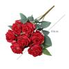 7 Heads Rose Artificial Flower Multicolor Rolled Edge Faux Flower Photo Props Green Leaves Flower Bouquet Wedding Ornament