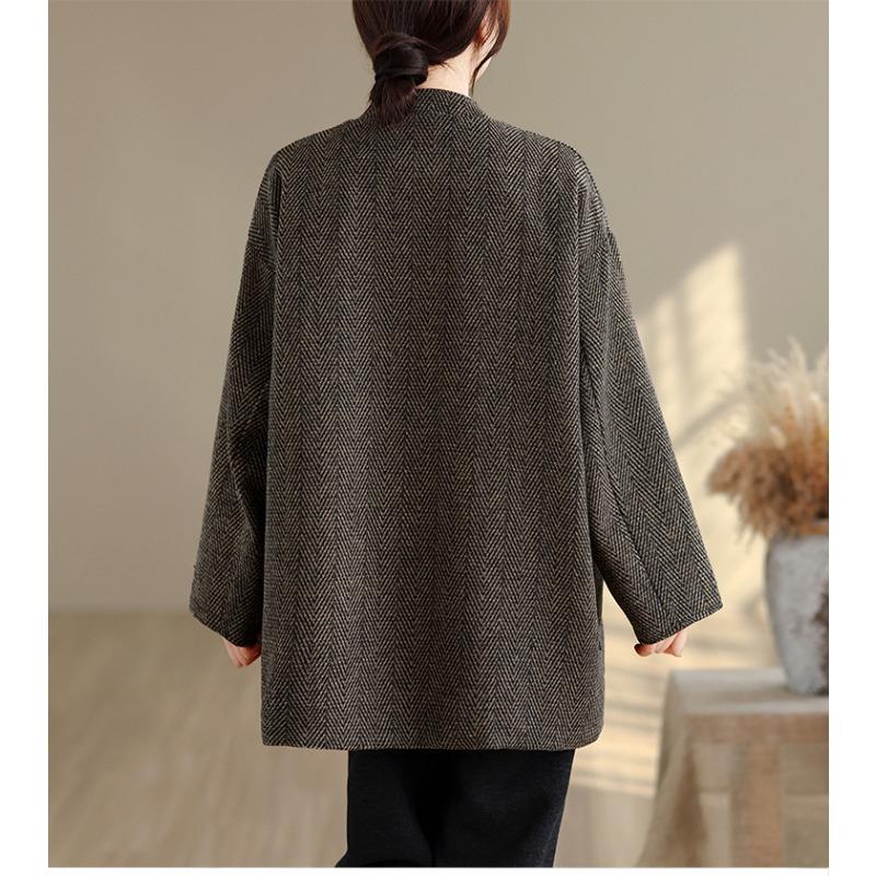 DIMANAF 2025 New Autumn Winter Plus Size Women Coats Jackets Thick Loose Casual Vintage Lady Outerwear