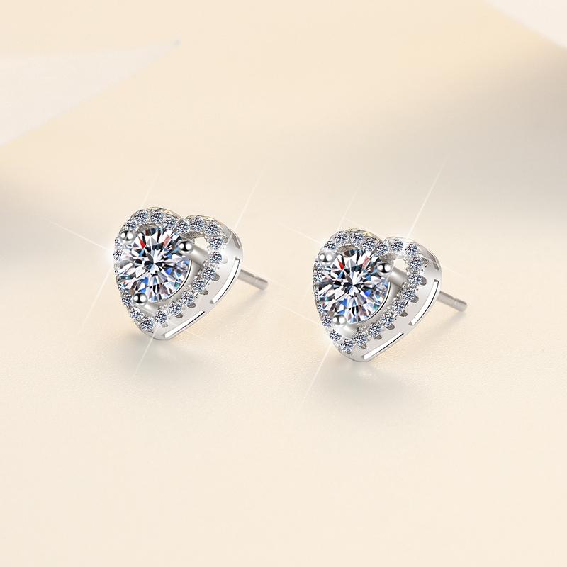  Prices Jewelry Heart Shaped S925 Sterling Silver GRA 0.5ct*2 VVs1 Moissanite Earring Stud Wedding Gift for Women