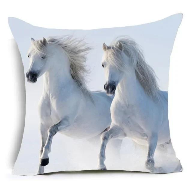 2023 New Horses Cotton Cushion Cover Steed Animal War Horses Home Decorative Pillow Cover for Sofa Car Nordic Pillowcase Vintage