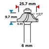 Shaped cutter with bearing, decorative, HM, 25.7 x 9.7 mm, 6 mm shank