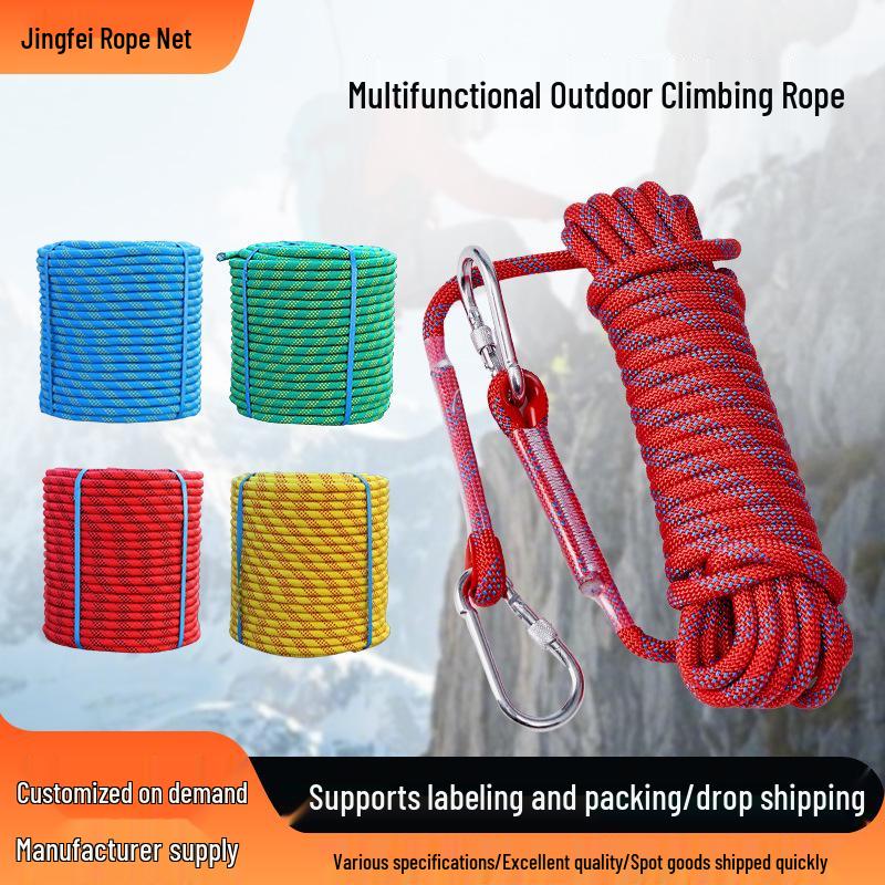 

High-Altitude Outdoor Climbing Safety Rope: Colored Polyester Static Rope for Rock Climbing and Deceleration Protection Other Lengths On Demand