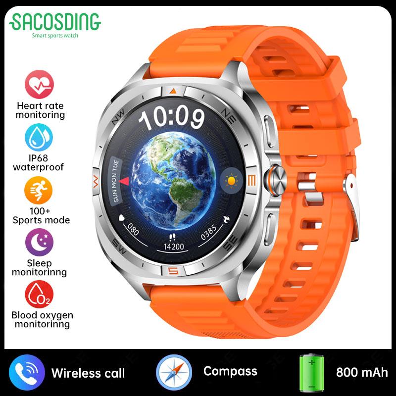 2026 Outdoor New 800mAh Battery Smart Watch Men IP68 Waterproof GPS Positioning Compass Altitude Air Pressure Bluetooth Call 100+ Sports Watch