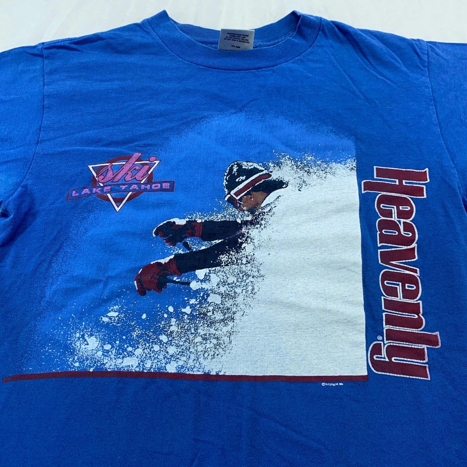 vintage 90s SKI LAKE TAHOE HEAVENLY T-Shirt SMALL winter snow 4XL