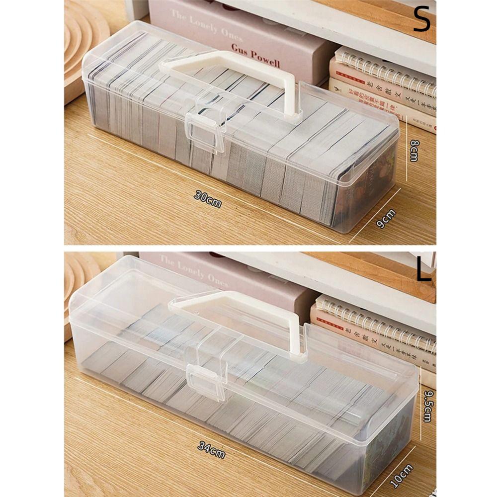 Big Capacity Photo Storage Box with Handle Transparent Cards Keeper Craft Storage Case  Label