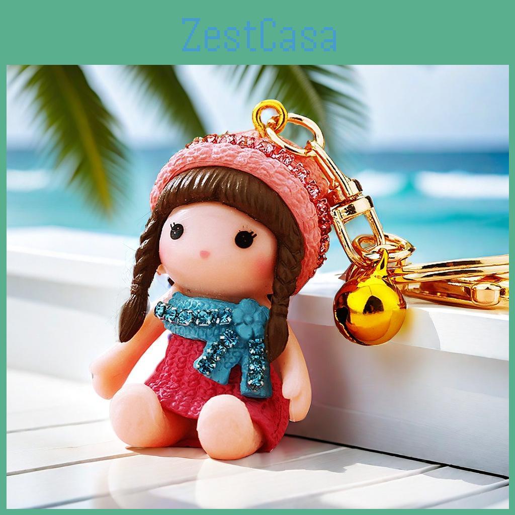 Cute Car Keychain With Sparkling Doll Design Colorful Key Ring For Children Gift Ideas