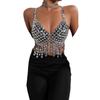 Club Festival Outfit Sexy Fashion Acrylic Jewelry Diamond Crystal Pendant Tassel Chest Distinctive Waist Body Chain Top Vest