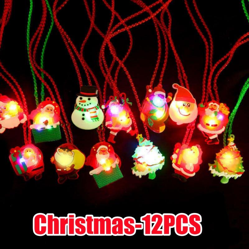 Halloween Light Up Pumpkin Necklace LED Glowing Christmas Pendant Mardi Gras Party Favor Gift for Kids Beaded Accessory
