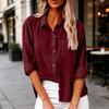 Women Shirt Lapel Long Sleeve Single Breasted Shirt Tops Pure Color Loose Fit Casual Shirt Work Party Daily Wear