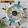 Mediterranes Holzschiffsraddekor 45cm Nautisches Ruder Handgefertigt Handwerklich Langlebiges Hängendes Ornament für die Wohnzimmerwand