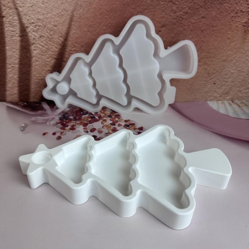 Christmas Tree Resin Tray Molds Food Grade Silicone Heat Resistant For Resin Art Candle Holder Chocolate Cement Ornament