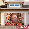2D Basketball Hoop Backdrop with Orange Black Balloons & Bricks