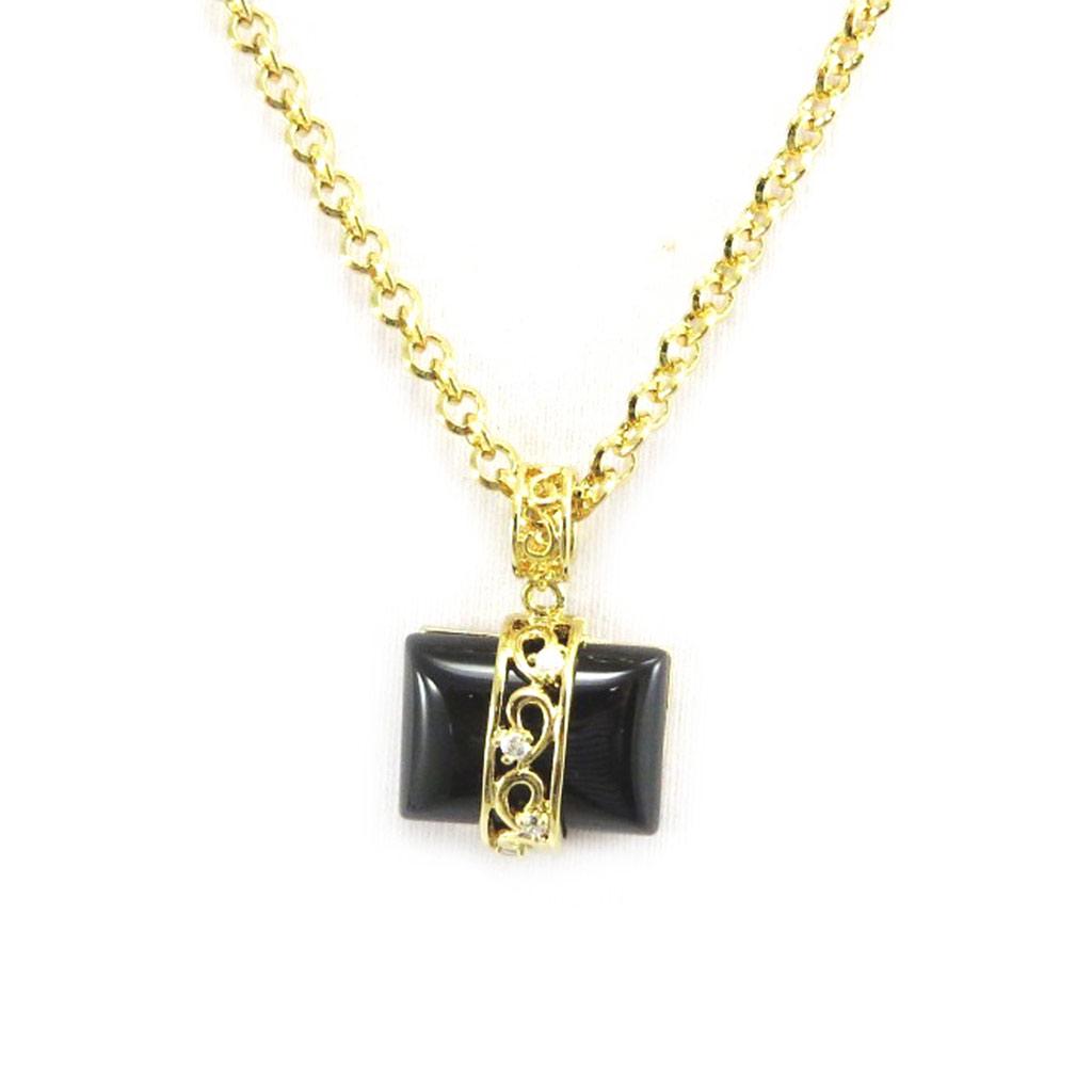 Les Trésors De Lily [E6110] - Black Gold 'Hypnôse' Designer Necklace
