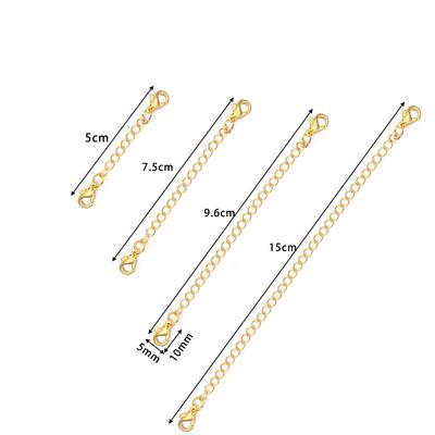8pcs Plated Copper Extension Chain Lobster Clasps Connectors Metal Extended Tail Chains For Jewelry Making DIY Bracelet Necklace