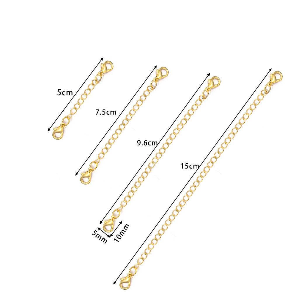 8pcs/Lot Plated Brass Extension Chain with Lobster Clasp for DIY Jewelry Making Bracelet Necklace Tail Extender Chains Supplies