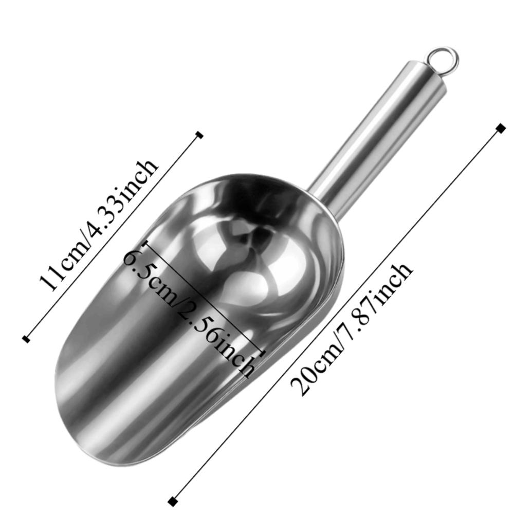Durable Stainless Steel Ice Scoop for Freezer Silver Bar Accessories Metal Ice Scoop Ice Shovel Party