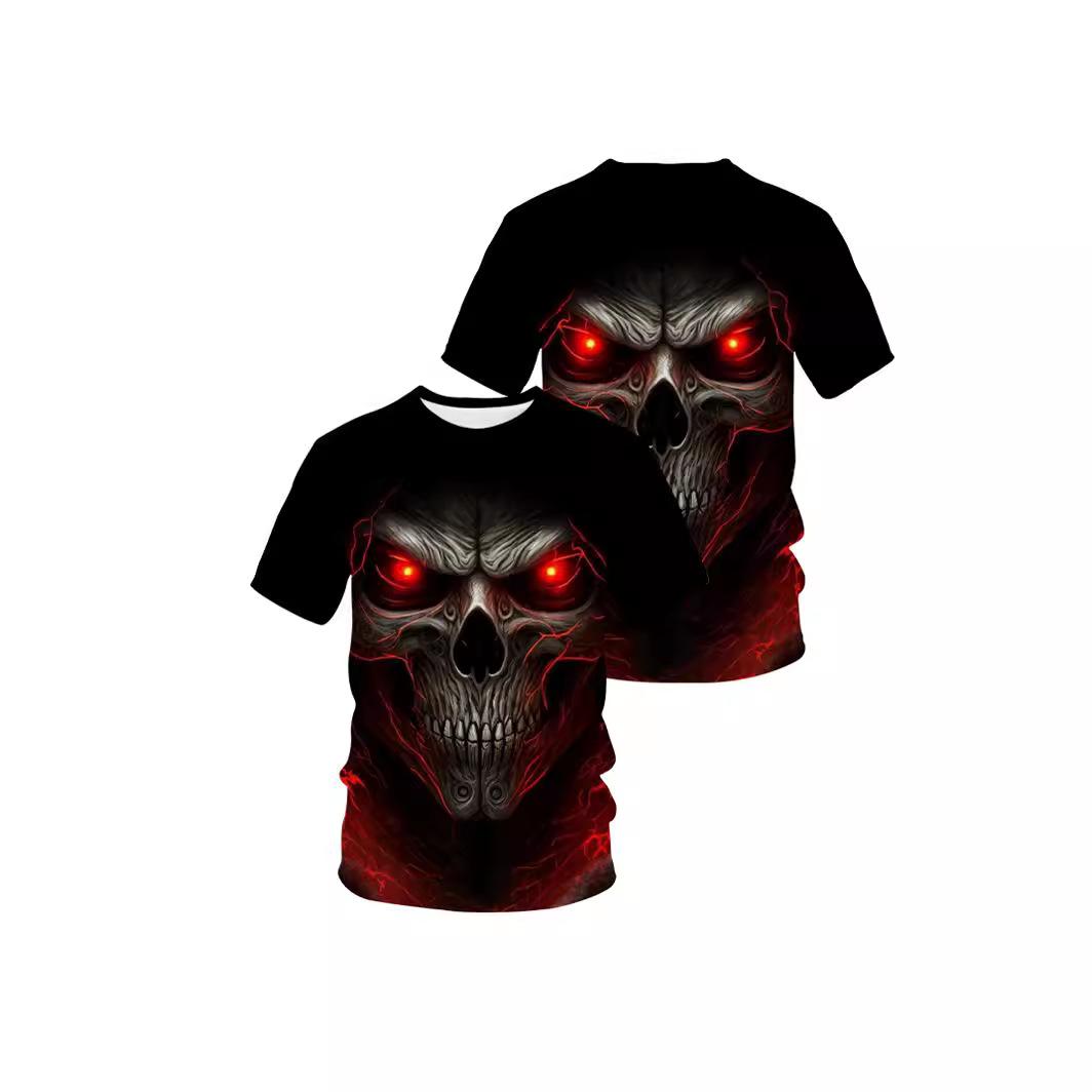 

Летние винтажные мужские футболки с 3D принтом черепа, модные повседневные спортивная одежда с круглым вырезом и короткими рукавами, крутые уличные топы больших размеров 6XL