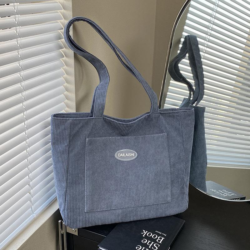 Retro einfache Cord große Kapazität Tragetasche Damen Herbst und Winter neu einzelne Schulter Umhängetasche Unterarm lässige Handtasche