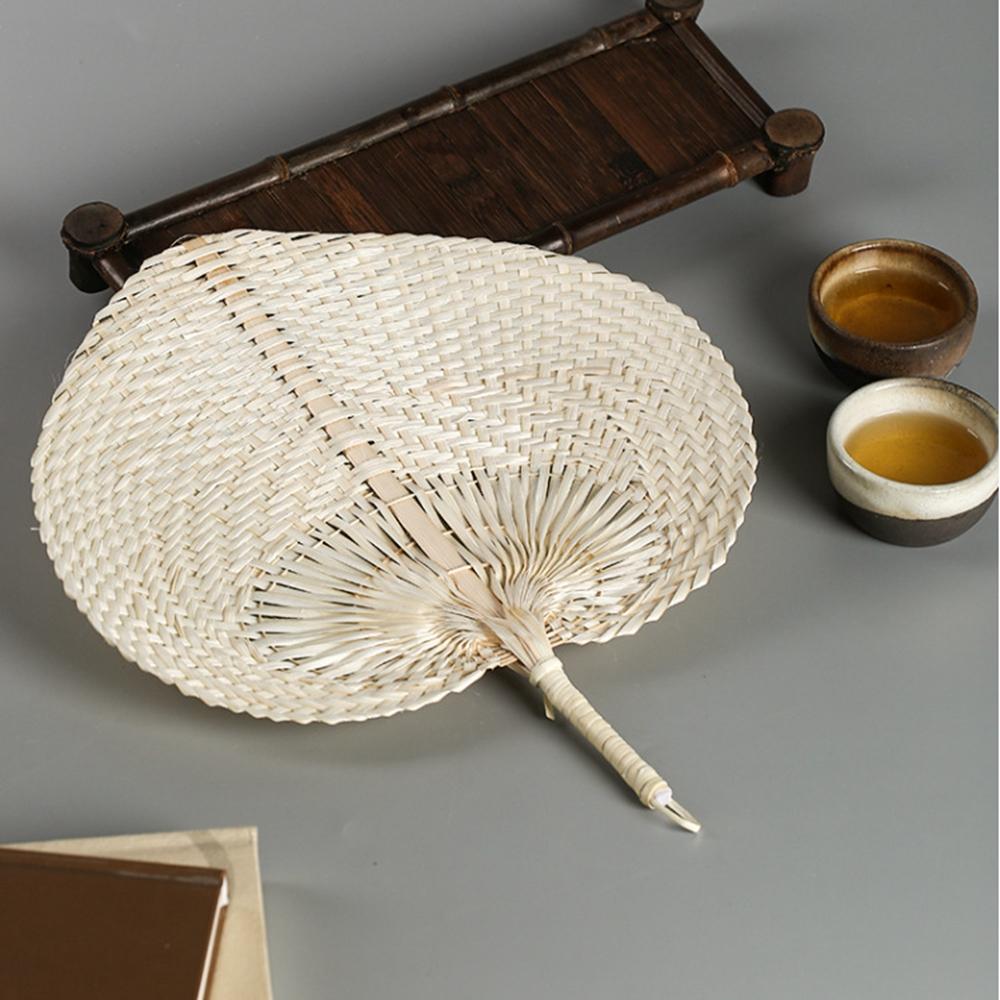 Style Heart Shaped Handmade DIY Woven Handheld Bamboo Fan Home Decoration Woven Fan Hand Fans