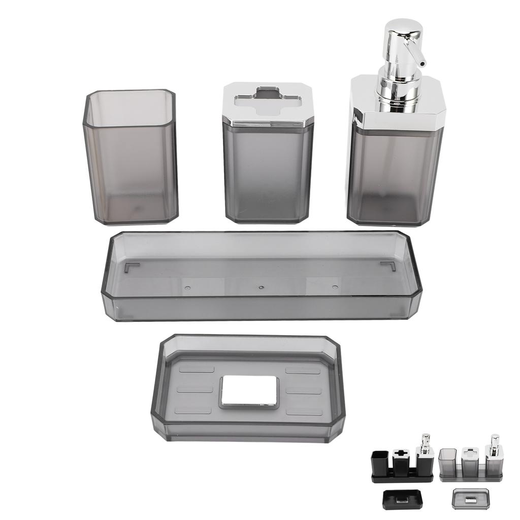 Badezimmer-Accessoires-Set Bad-Ensemble-Set mit Zahnbürstenhalter Becher Lotion-Flaschen Seifenschale Tablett