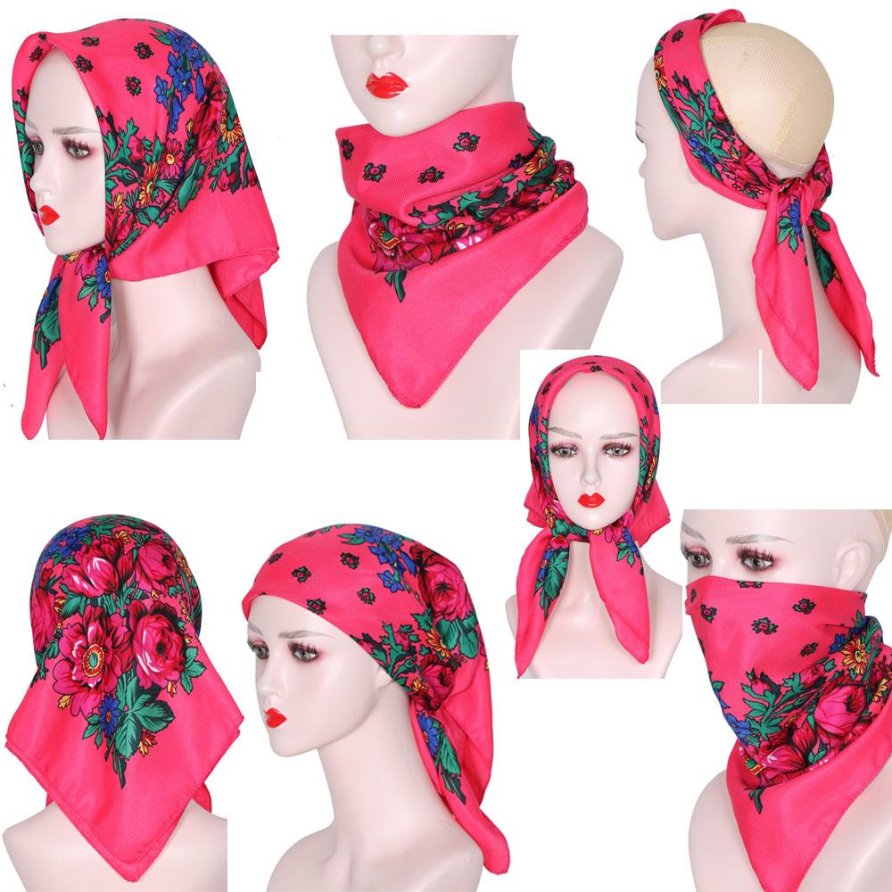Luxury Hijab Hair Bands Square Cotton Scarf For Women Neckerchief Female Rose Pattern Shawl Headband Fashion Wraps Bandana