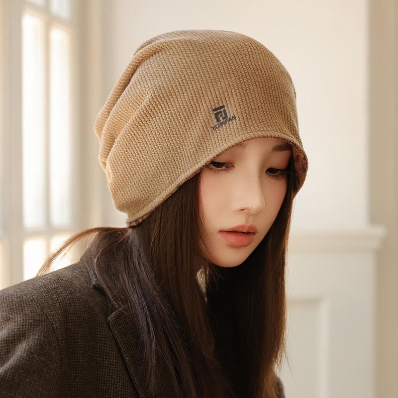 

Шерстяная шапка для женщин Американский повседневный и универсальный Холодная шапка двусторонняя Можно носить вязаные шапки с большим обхватом головы, чтобы показать маленькое лицо One Size