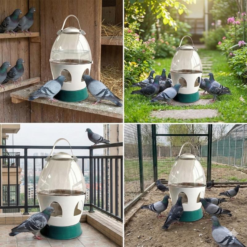 Abbeveratoio per Piccioni di Grande Capacità 2L Serbatoi Trasparenti Per Idratazione Senza Sforzo Design Rialzato Manico Conveniente Dispenser d'Acqua