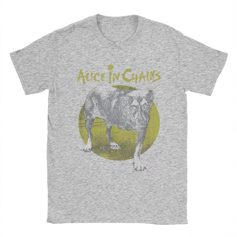 Novelty Alice In Chains Band Dog T-Shirt Men's Round Neck Cotton T Shirts Heavy Metal Music Short Sleeve Clothing