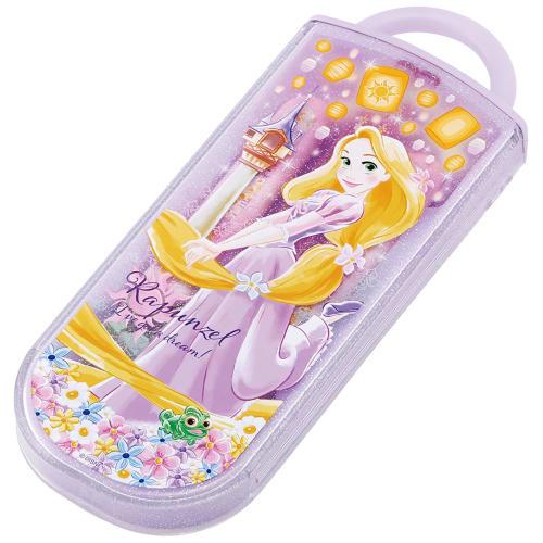 Skater Children's Lunch Box Trio Set Chopsticks Spoon Fork Kids Cutlery Antibacterial Treatment Easy to Open Sliding Type Made in Japan Disney Rapunze