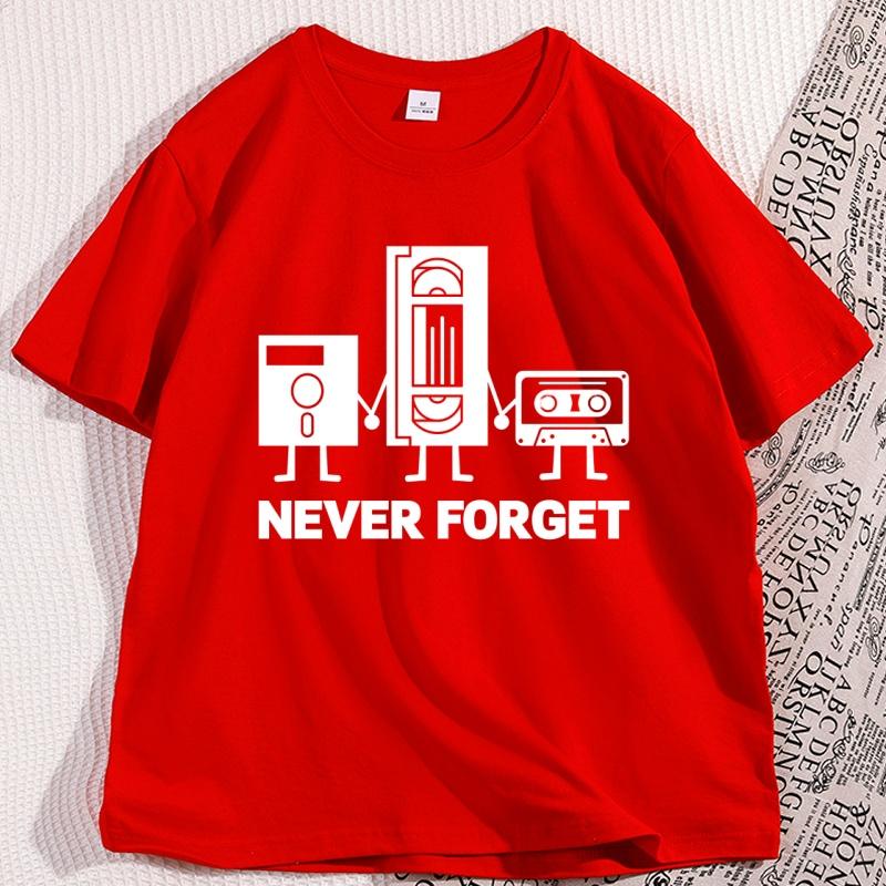 Never Forget T Shirt Vintage Cassette Tape Tee Retro 90s 80s Tshirt Men Women Cotton Tshirt High Quality Streetwear Clothing S