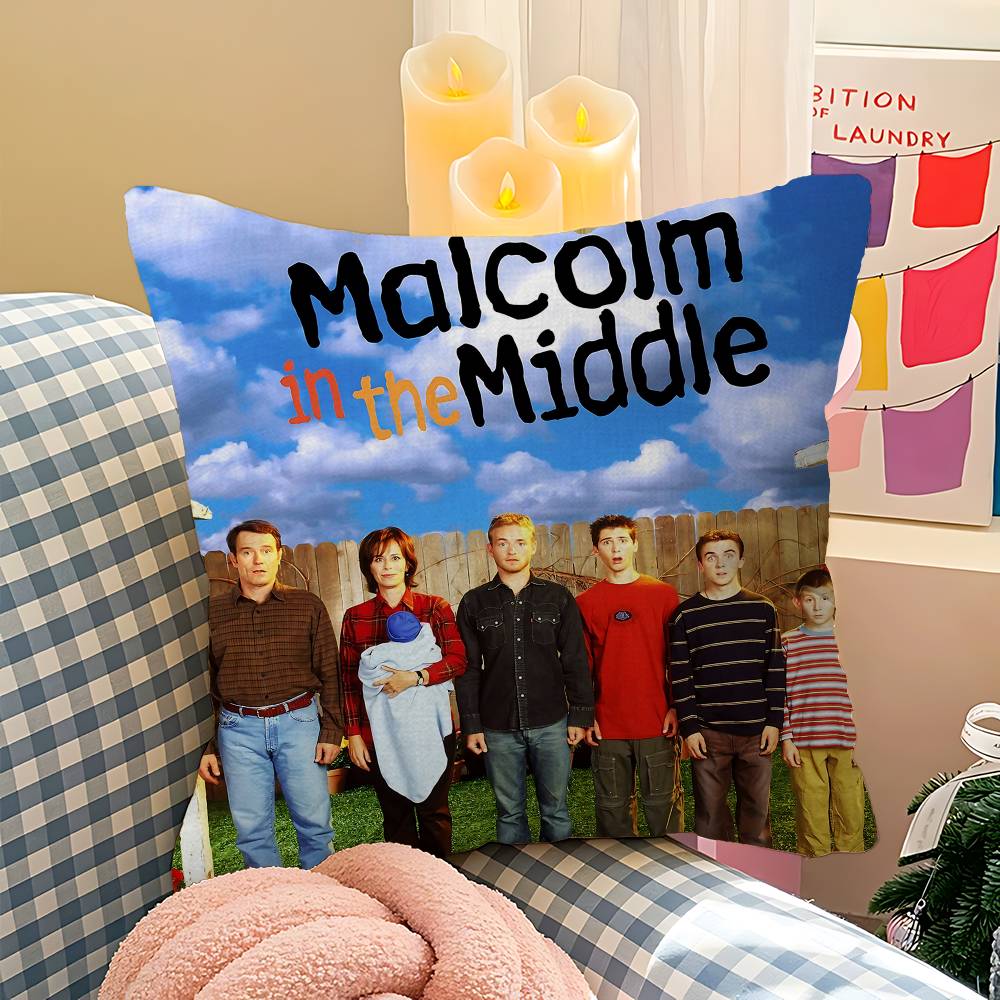 

M-Malcolm In The Middle Pillow Covers Cartoon Sofa Decorative Home Double-sided Printing Short Plush Cute Cushion Cover 12x12Inch