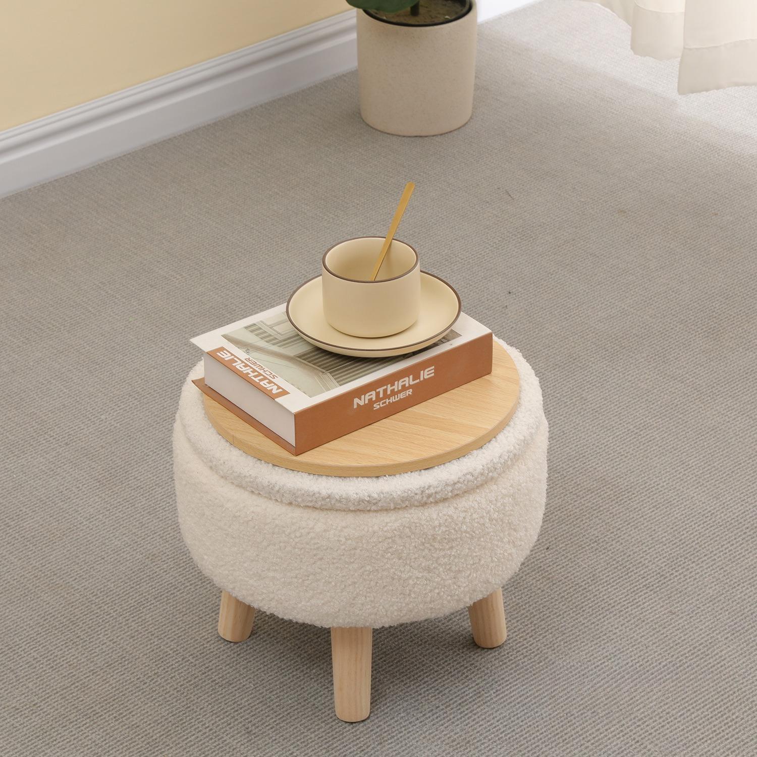 

Lamb Wool Storage Sofa Stool Multifunctional Household Small Stool Storage Shoe Changing Stool Large Capacity Living Room Chair белый