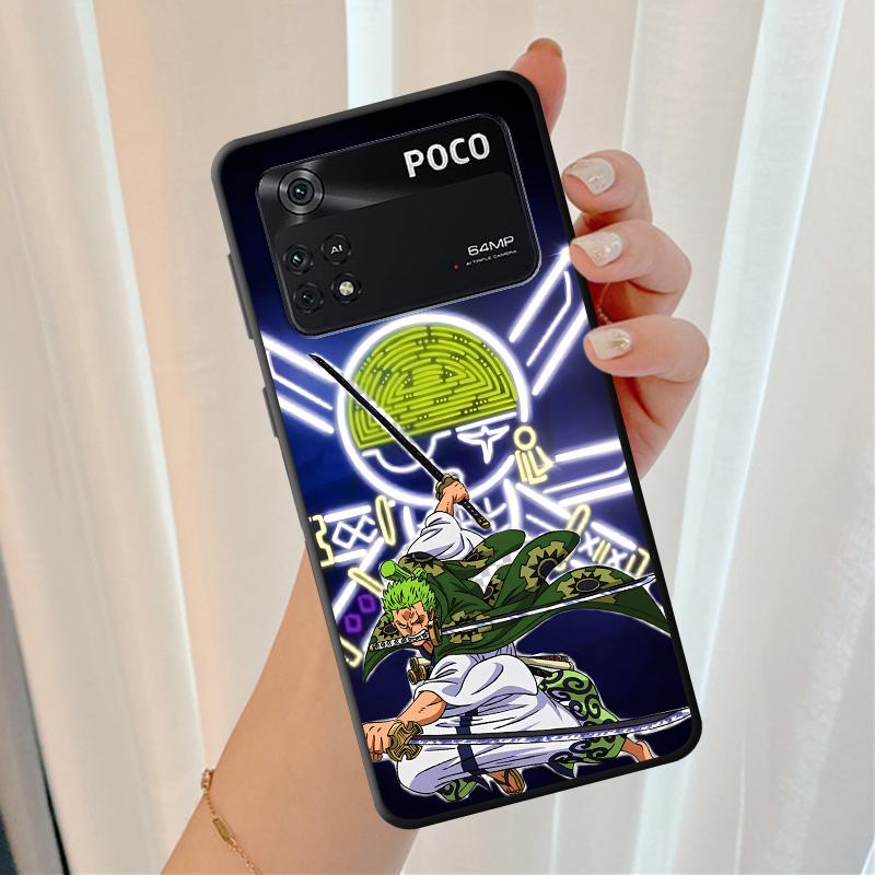Black Soft Shell Case for Xiaomi Poco X4 Pro M5s M7 X3 NFC C40 C50 X5 C75 F3 F7 X7 C71 M3 M4 Pro C51 C61 One Piece Zoro Anime