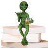 Funny Alien Statue Sculpture Garden Landscaping Yard Art Ornament Resin Beer Drinking Alien Sculpture Desktop Decoration