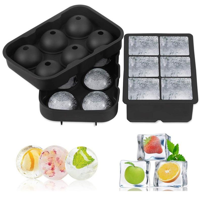 4/6/8/15Grids Silicone Ice Cube Molds Spherical Ice Molds Reusable Whiskey Ice Cube Molds Cocktail Freezer DIY Homemade Barware