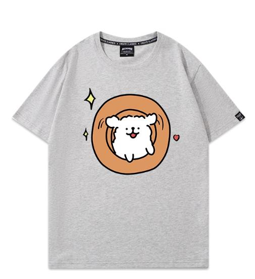 MINISO Cute Cartoon Maltese Line Dog Printed Tshirt Shortsleeve Women Men Couple Casual Loose Versatile Hotselling Tees